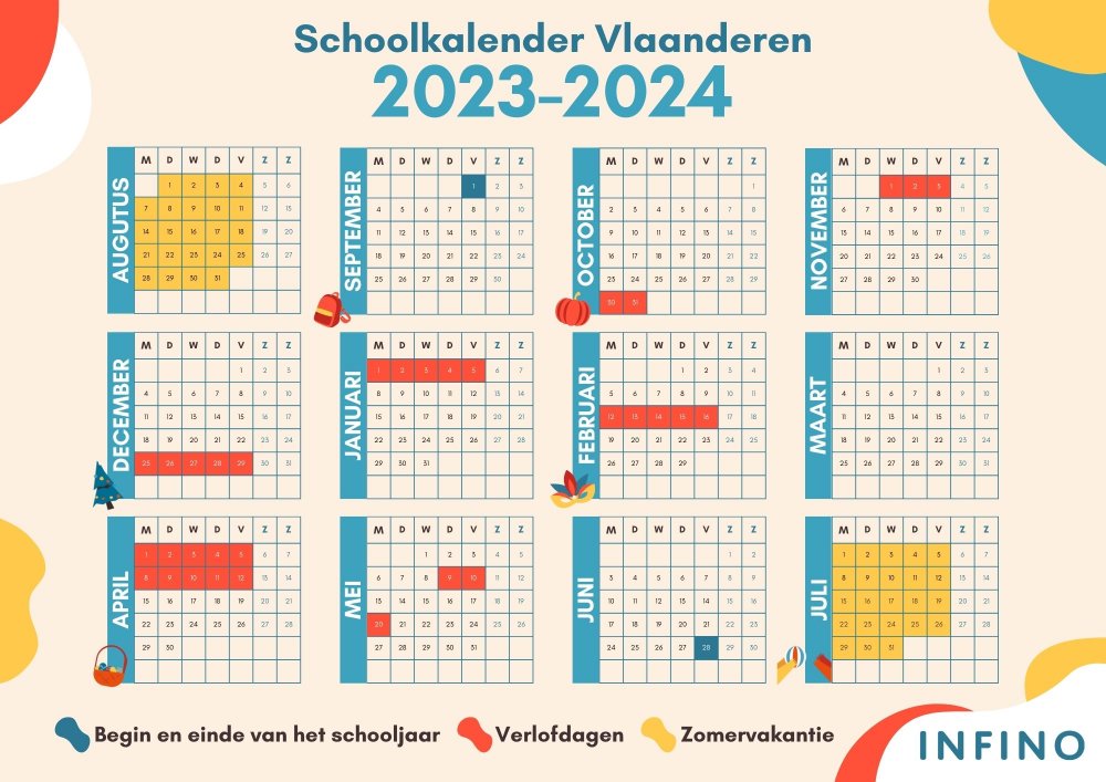 De schoolkalender van het schooljaar 2023-2024